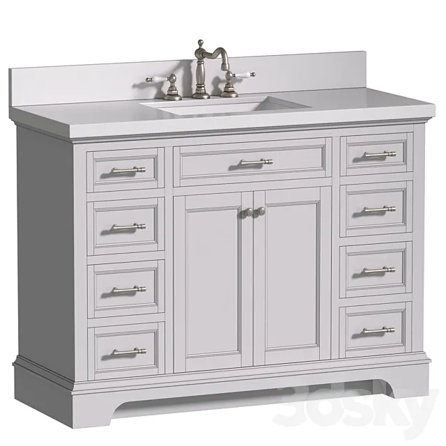 Bathroom Cabinet with a washbasin in a classic style. Bathroom furniture.Bathroom Sink Vanity 3ds Max