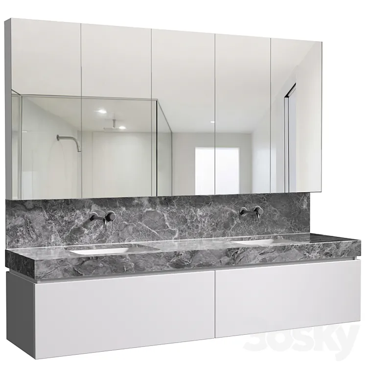 Bathroom Cabinets with washbasins in modern style. Bathroom furniture.Bathroom Sink Cabinets 3DS Max Model