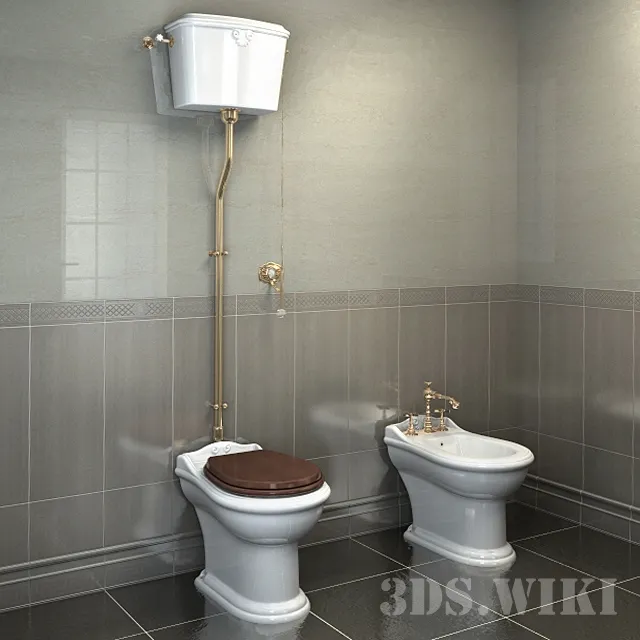 bathroom – Classic toilet and bidet 3ds Max