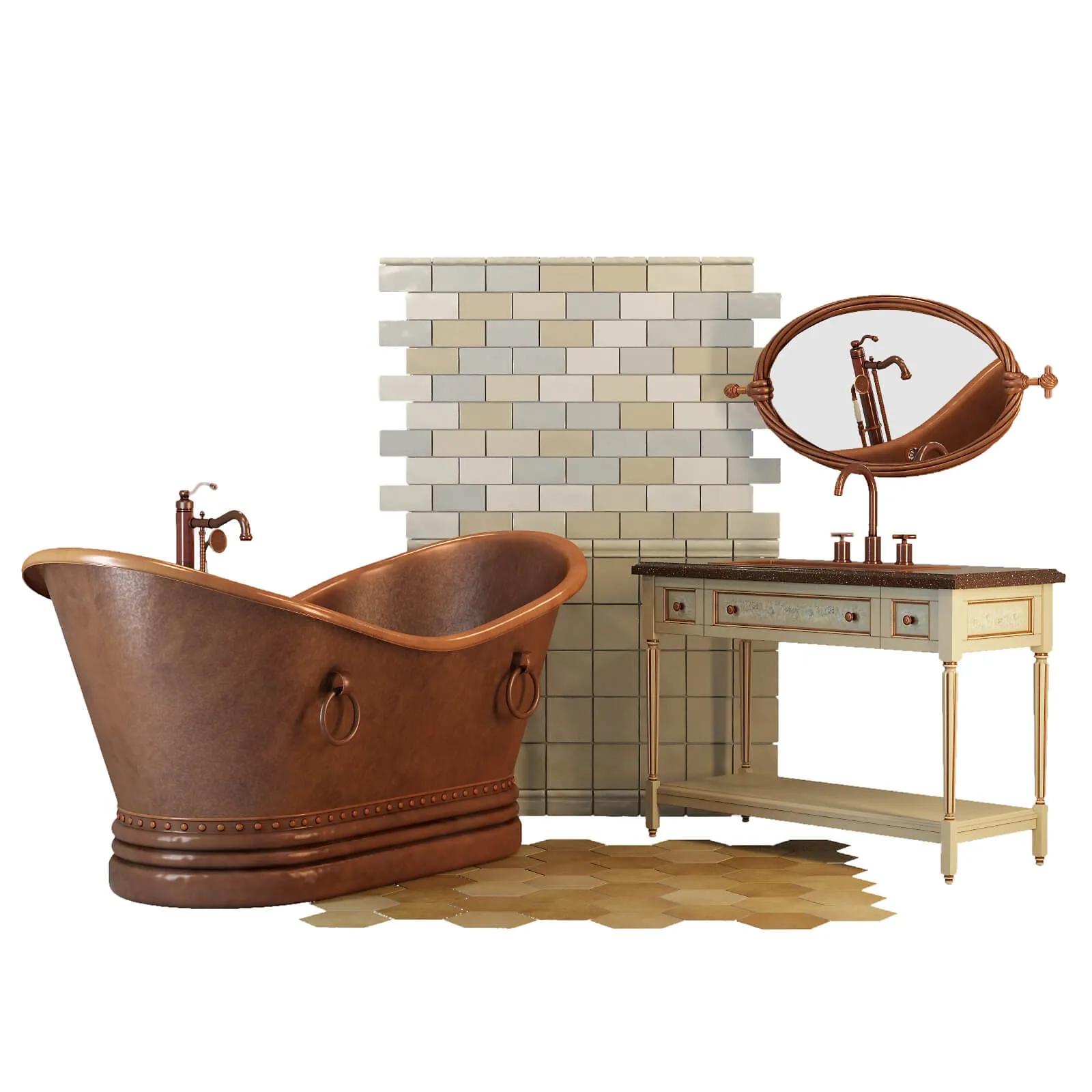 bathroom – Copper bath 3ds Max