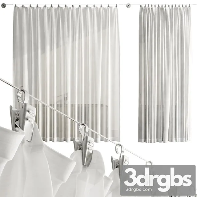 Bathroom curtains pinned by clamp