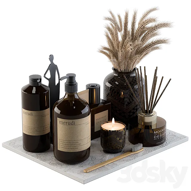 Bathroom Decor Set 04 – Brown 3ds Max