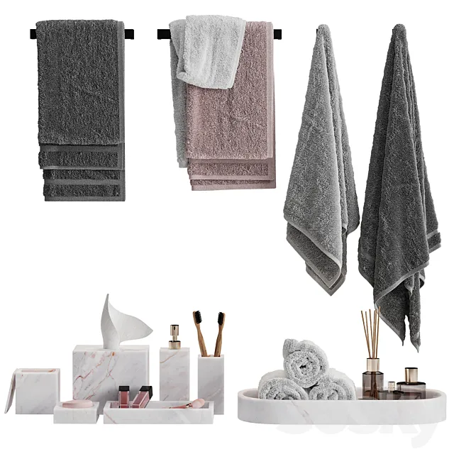 Bathroom decor towel set 19 3ds Max