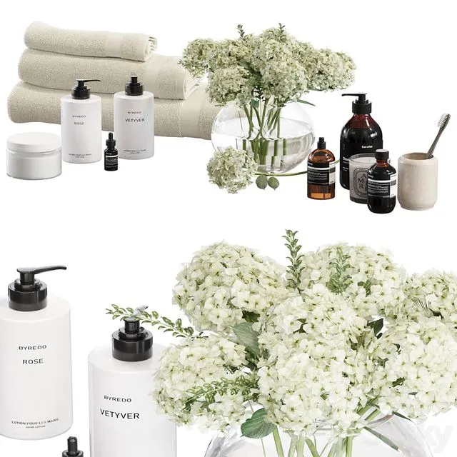 Bathroom Decorative set with a bouquet of hydrangeas 3dsMax Model
