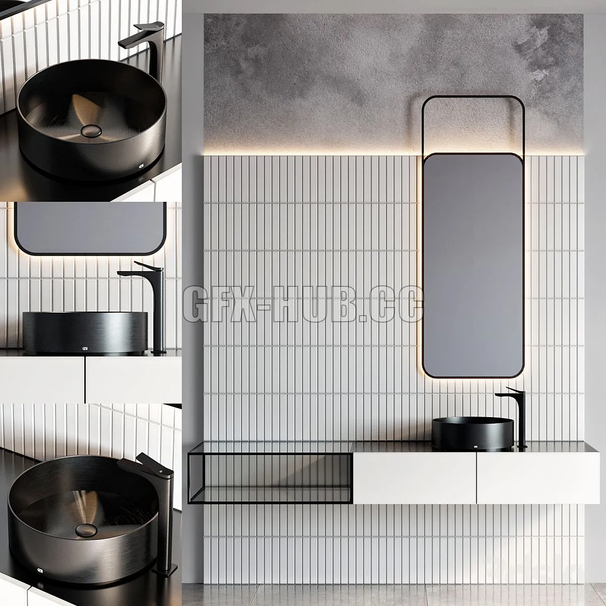 Bathroom furniture 92 with faucet by gessi relievo 3dsMax Model