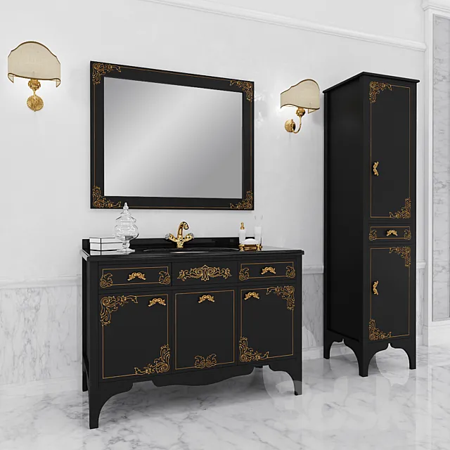 Bathroom furniture “Alice – Laccato nero oro” 3DS Max Model