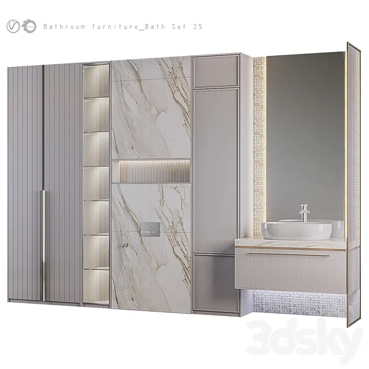 Bathroom furniture Bath Set 25 3DS Max Model