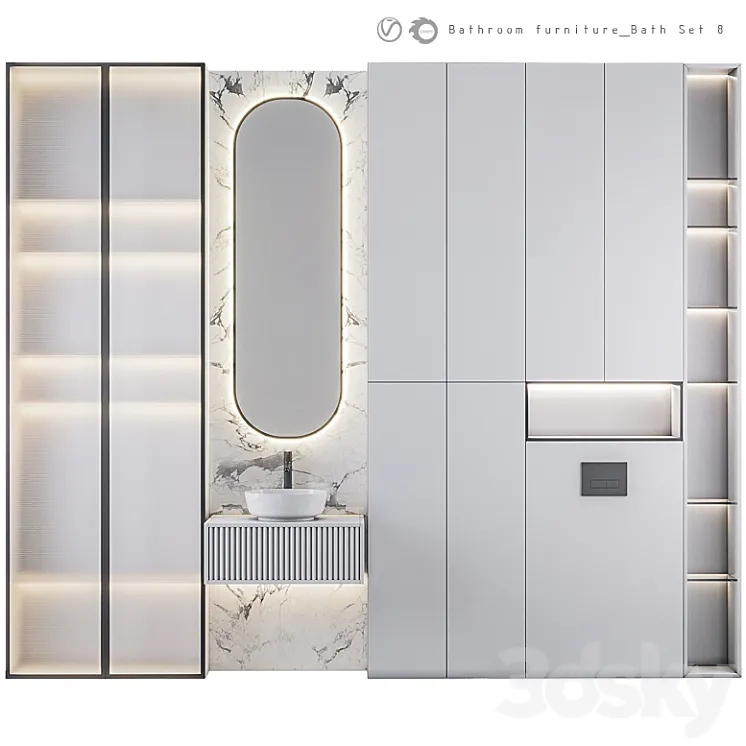 Bathroom Furniture Bath Set 8 3DS Max Model