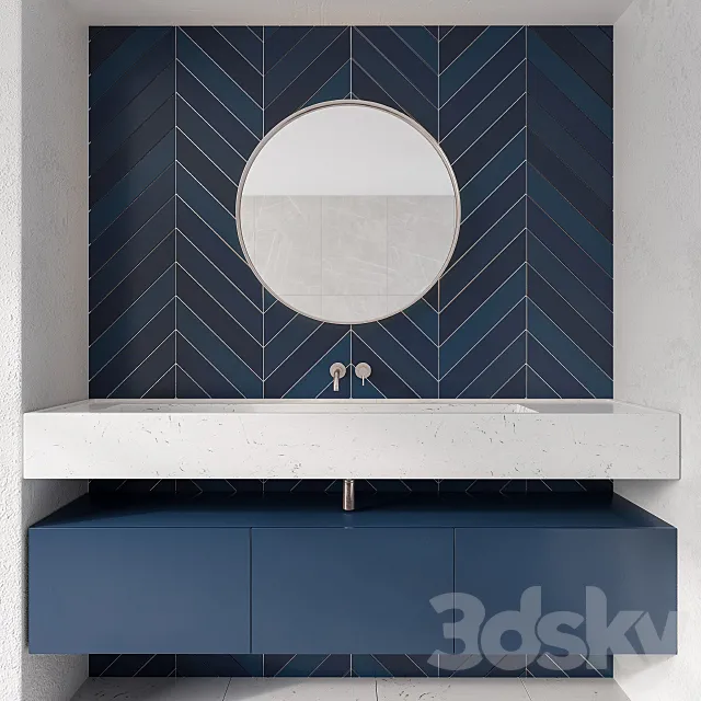 Bathroom Furniture Blue Tile 3DS Max Model