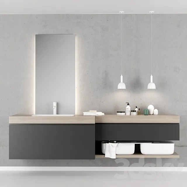 Bathroom furniture set 2 Scavolini QI 3ds Max