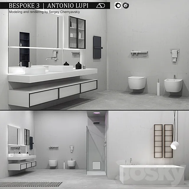 Bathroom furniture set Bespoke 3 3DS Max Model