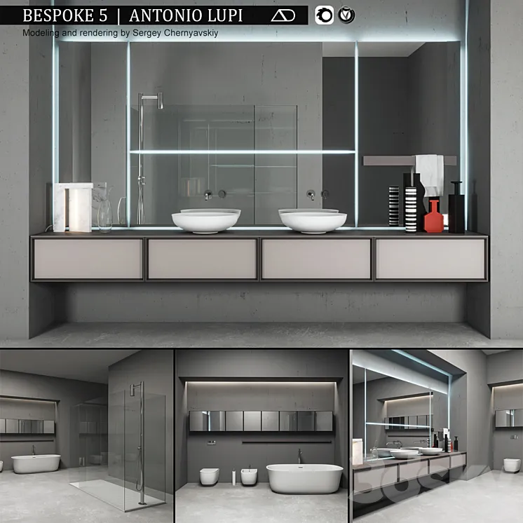 Bathroom furniture set Bespoke 5 3DS Max