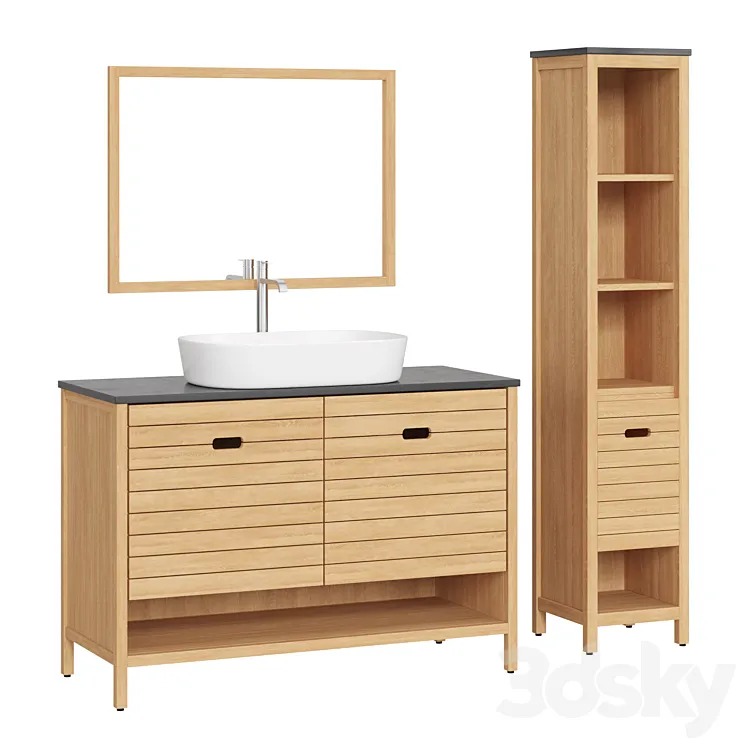 Bathroom furniture set by La Redoute Saturne Acacia # 01 3DS Max