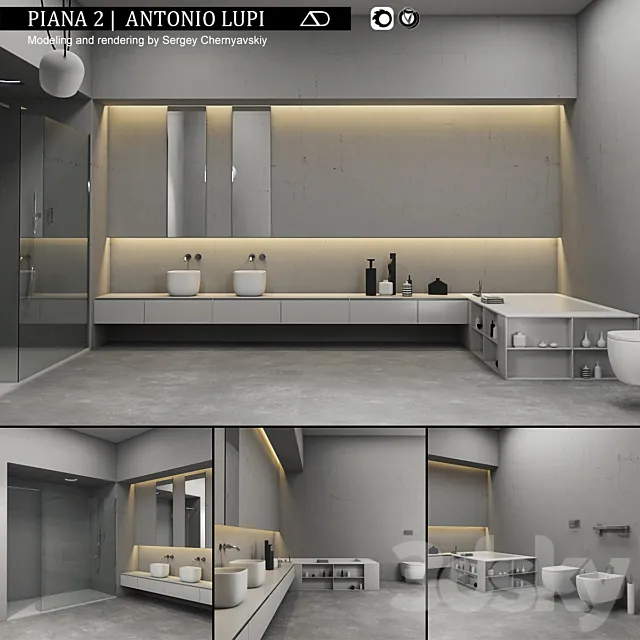 Bathroom furniture set Piana 2 3DSMax File