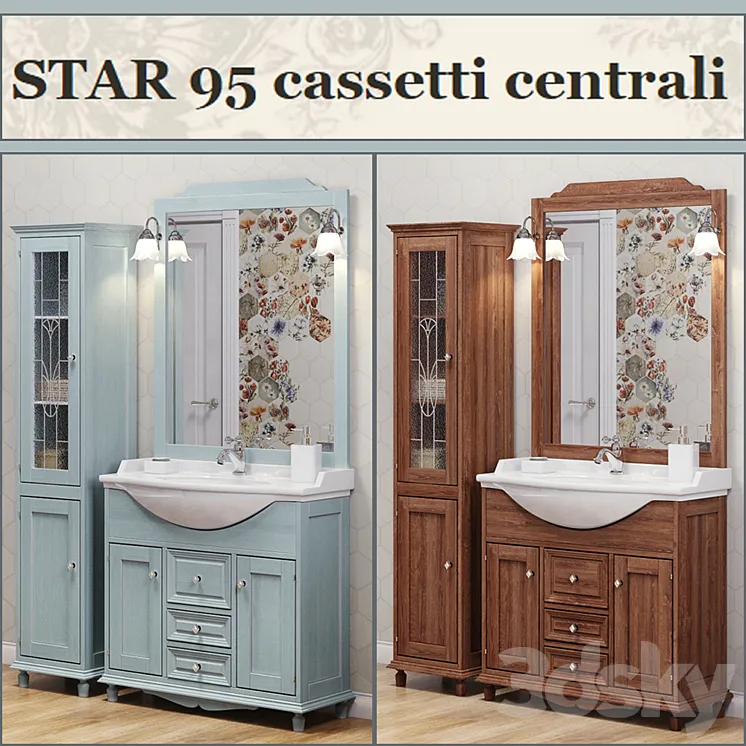 Bathroom furniture STAR 95 cassetti centrali 3DS Max