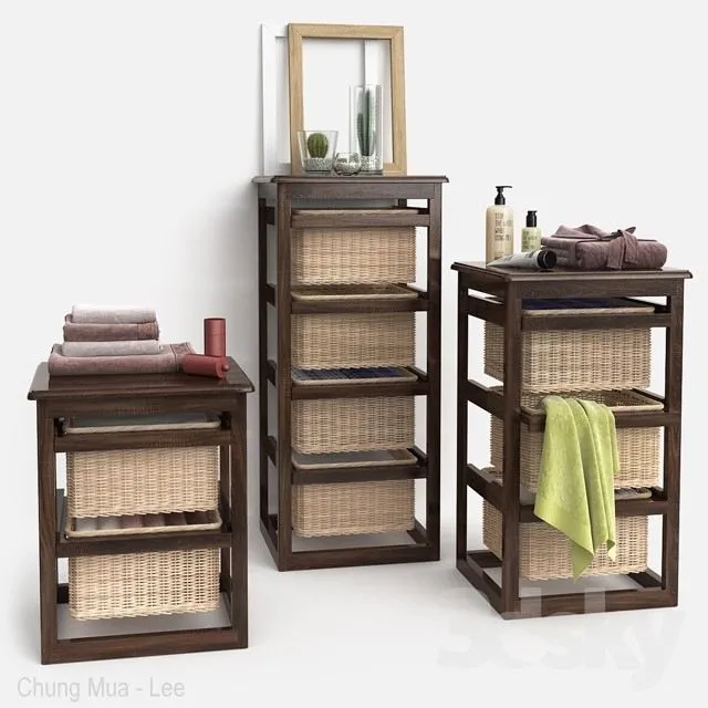Bathroom furniture with baskets model LAUNDRY wenge 3dsMax Model