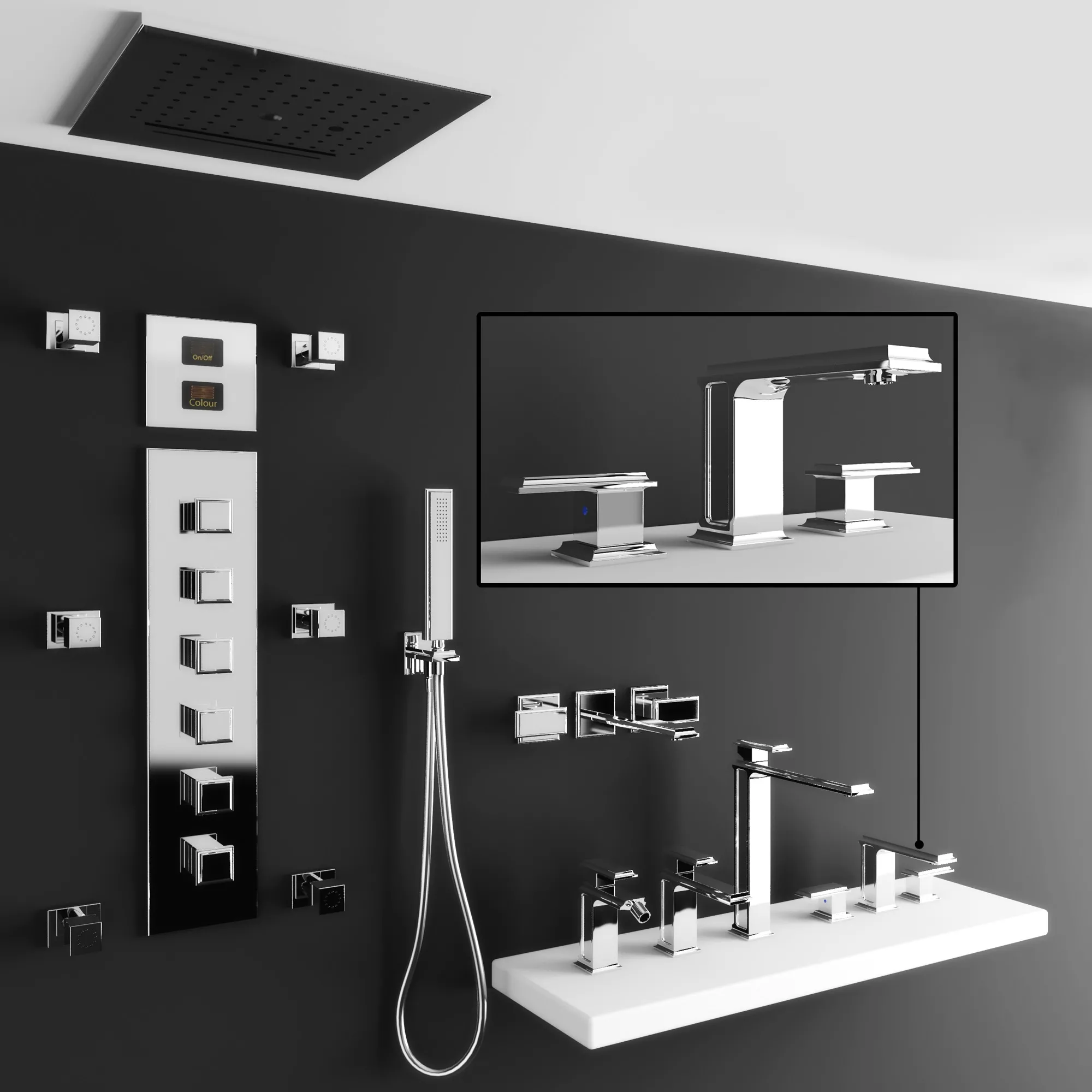 bathroom – Gessi set of washbasins 08 3ds Max