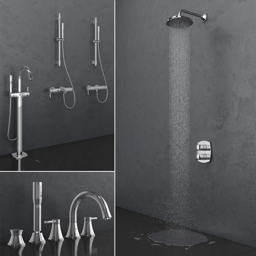 bathroom – Grohe bath and shower faucets  Grandera set 26 3ds Max