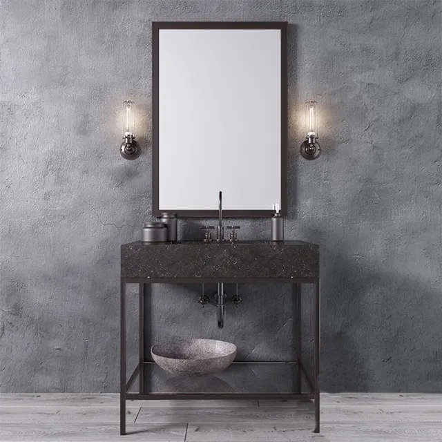 bathroom – Hudson metal  single washstand 3ds Max