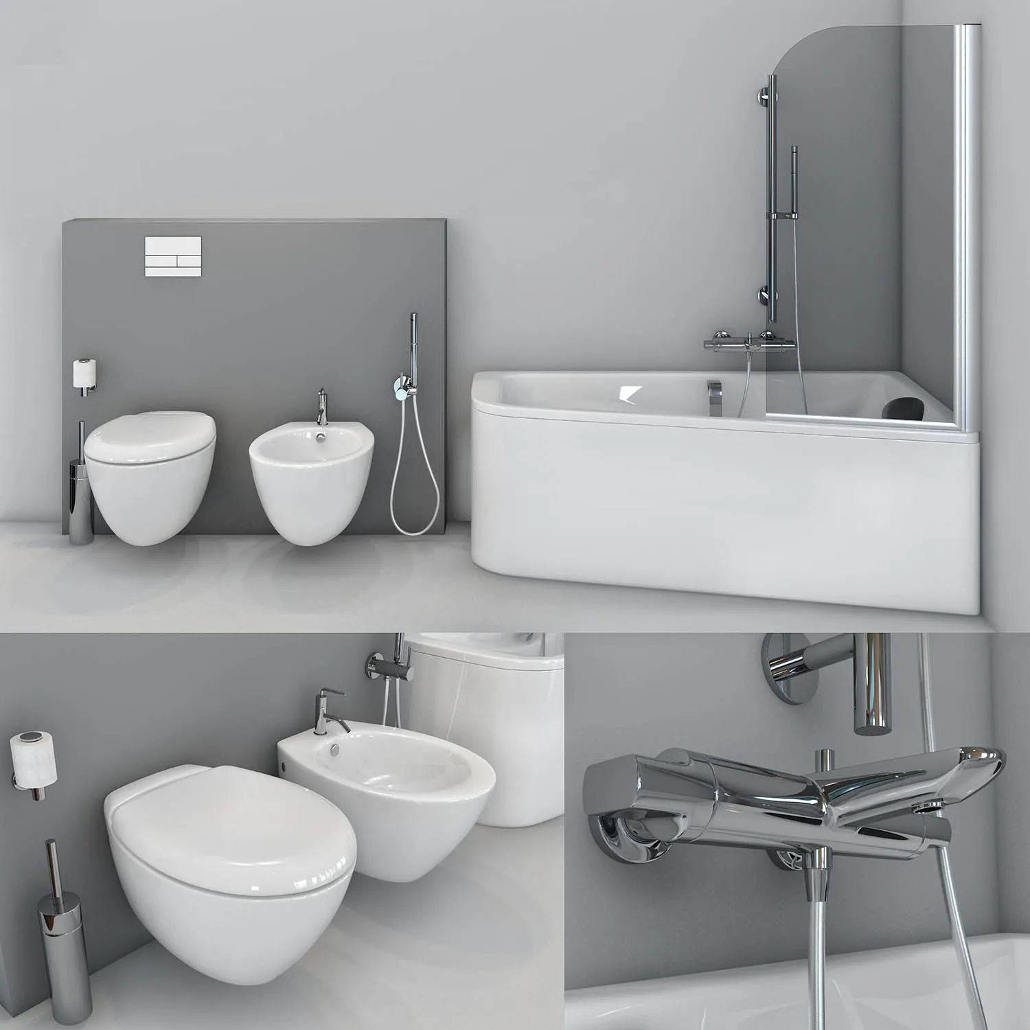 bathroom – Jacob Delafon. Bath Odeon Up toilet and bidet Presquile 3ds Max