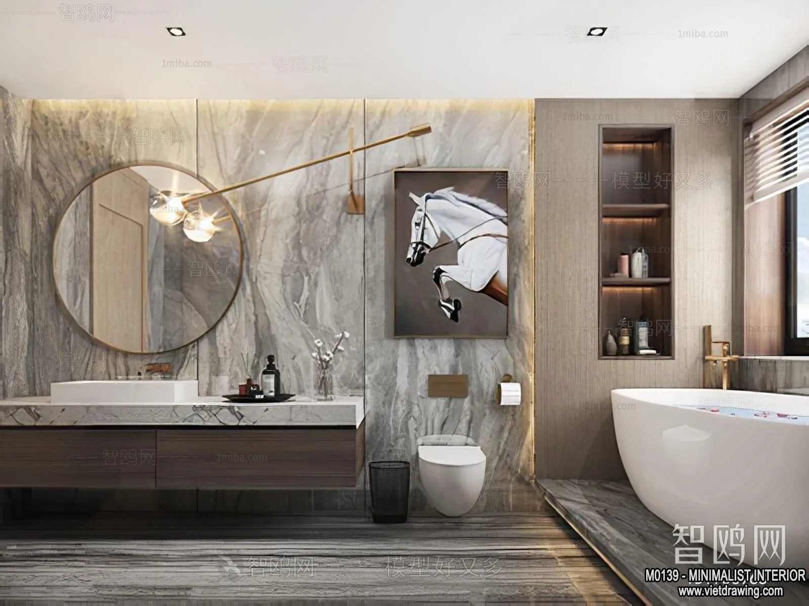 Bathroom – Minimalist Style – 3D Interior Scene – 003