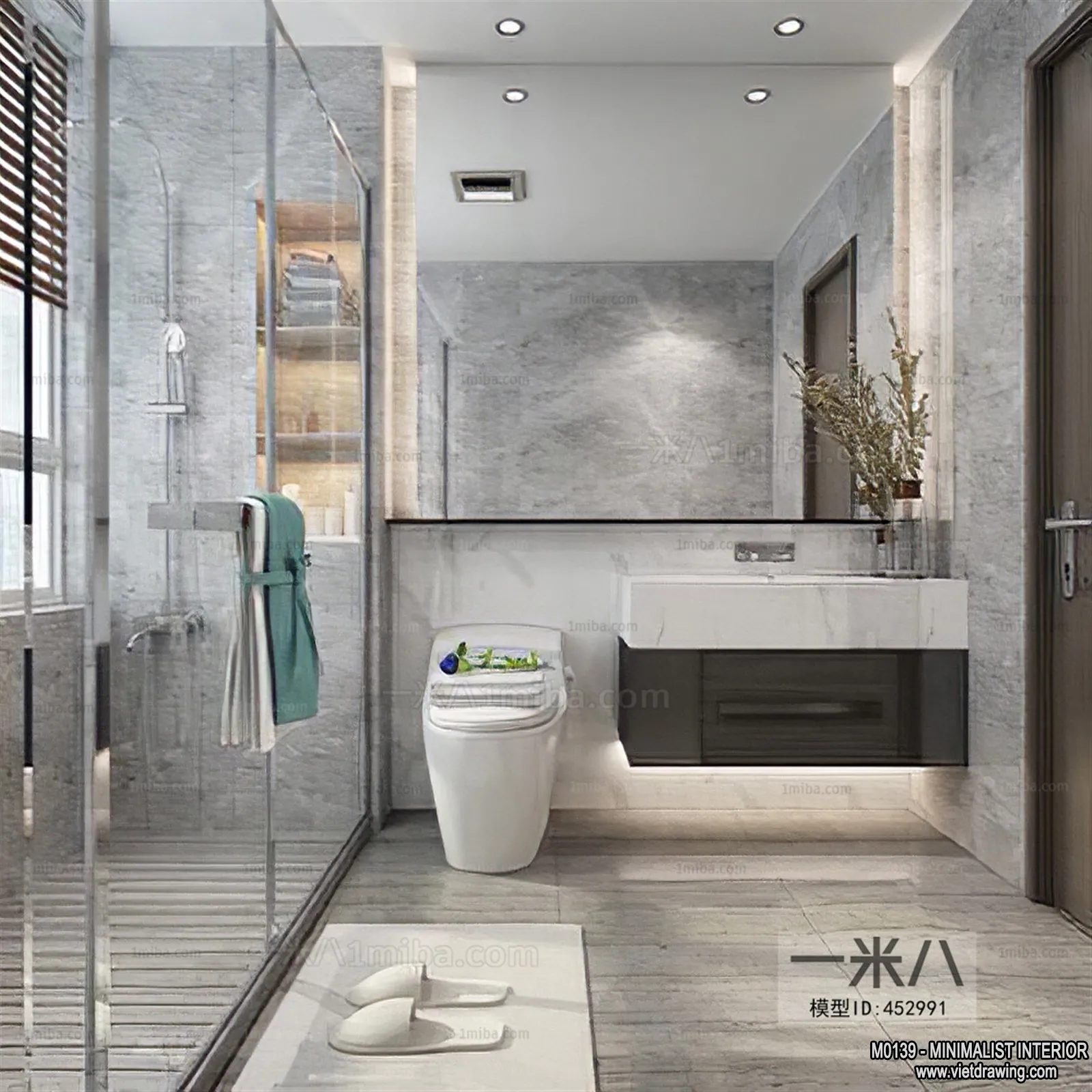 Bathroom – Minimalist Style – 3D Interior Scene – 006