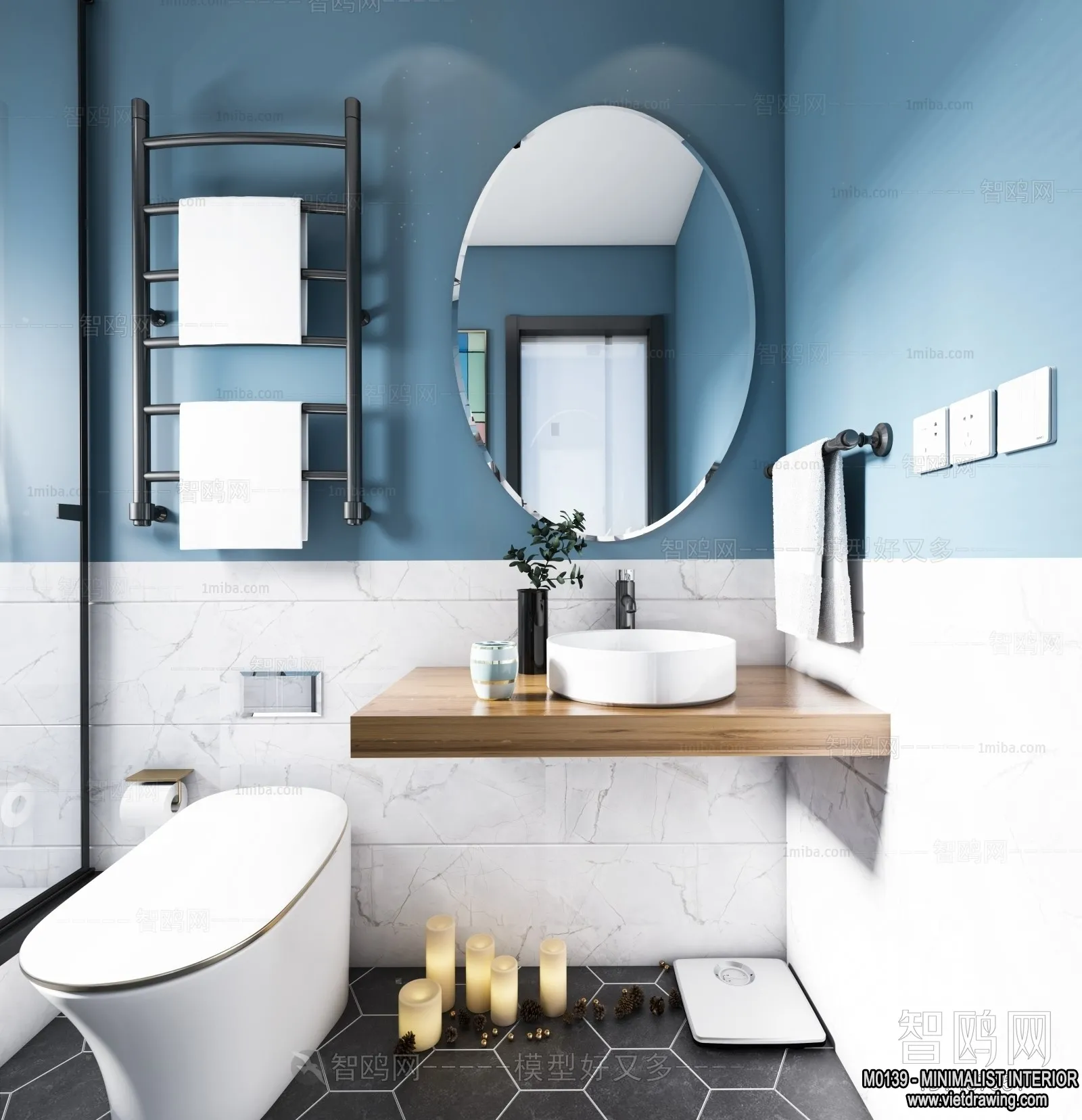 Bathroom – Minimalist Style – 3D Interior Scene – 007