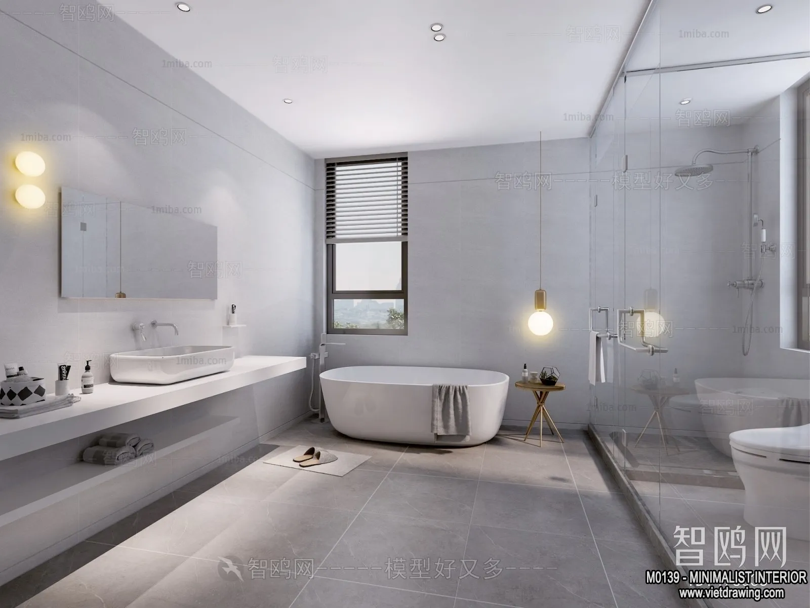 Bathroom – Minimalist Style – 3D Interior Scene – 008