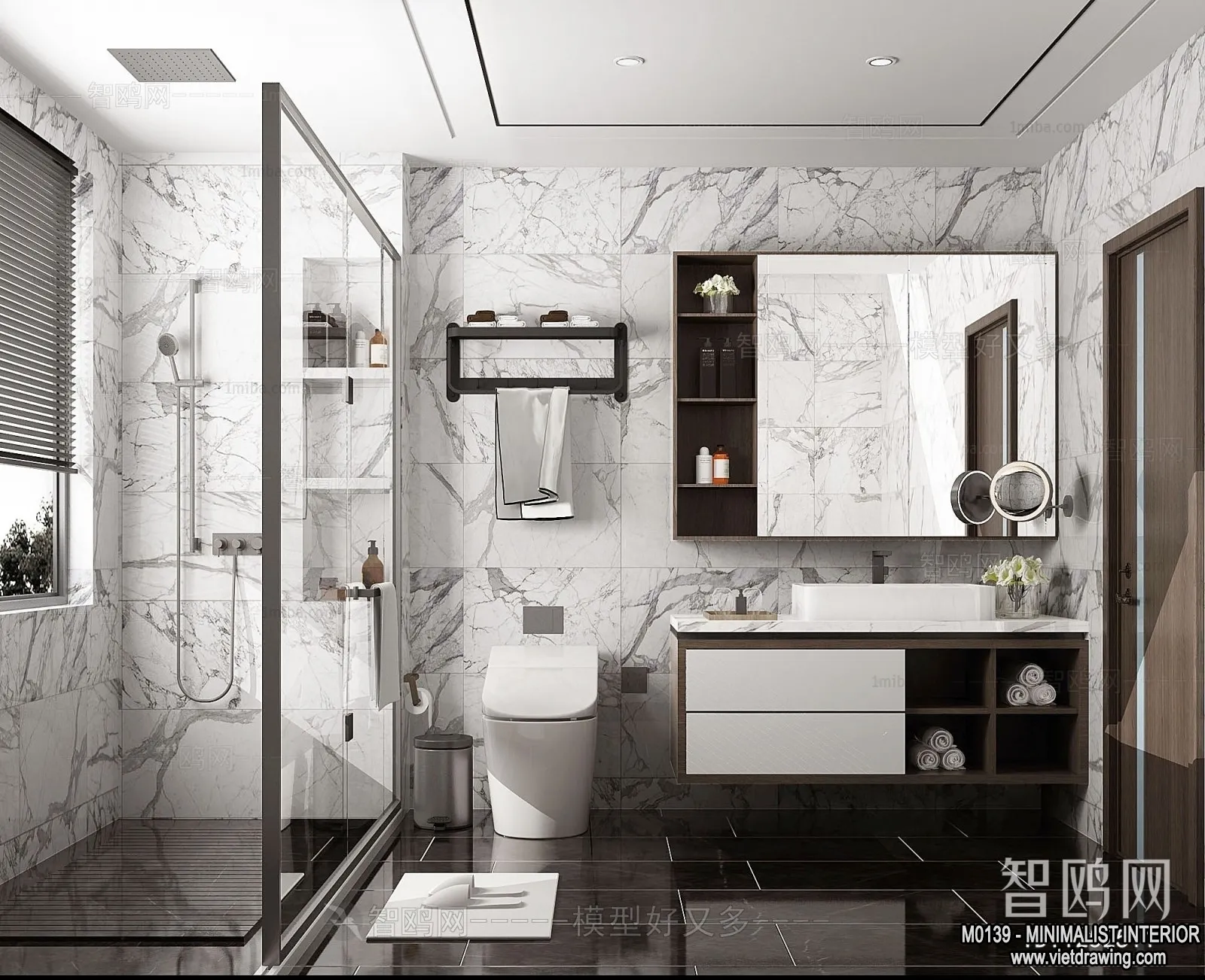 Bathroom – Minimalist Style – 3D Interior Scene – 009