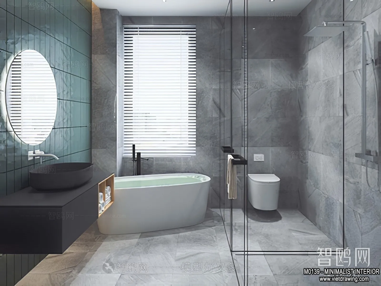 Bathroom – Minimalist Style – 3D Interior Scene – 010