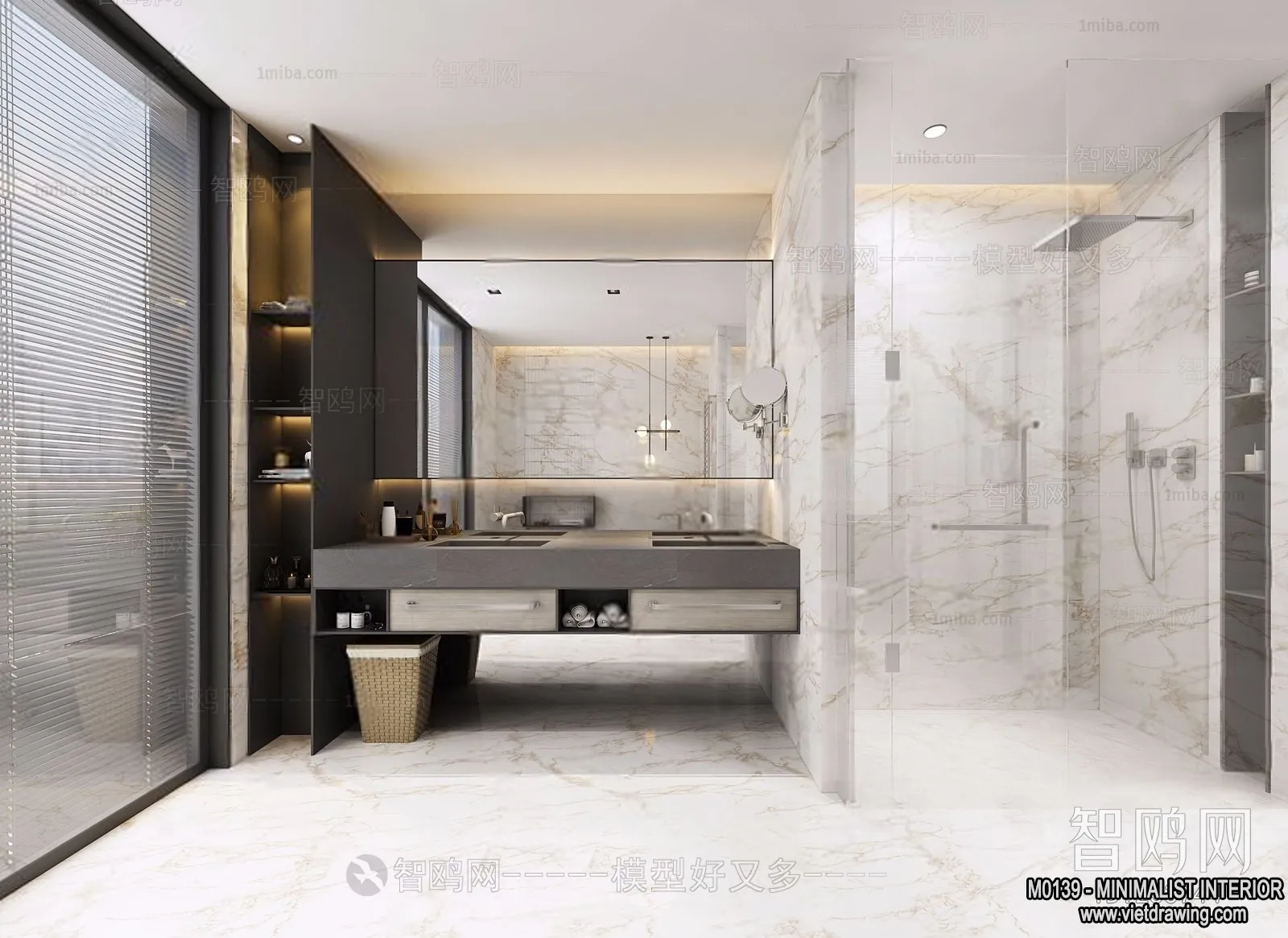 Bathroom – Minimalist Style – 3D Interior Scene – 011