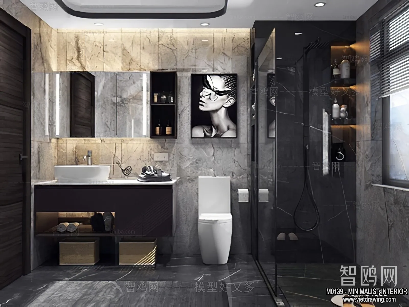 Bathroom – Minimalist Style – 3D Interior Scene – 013