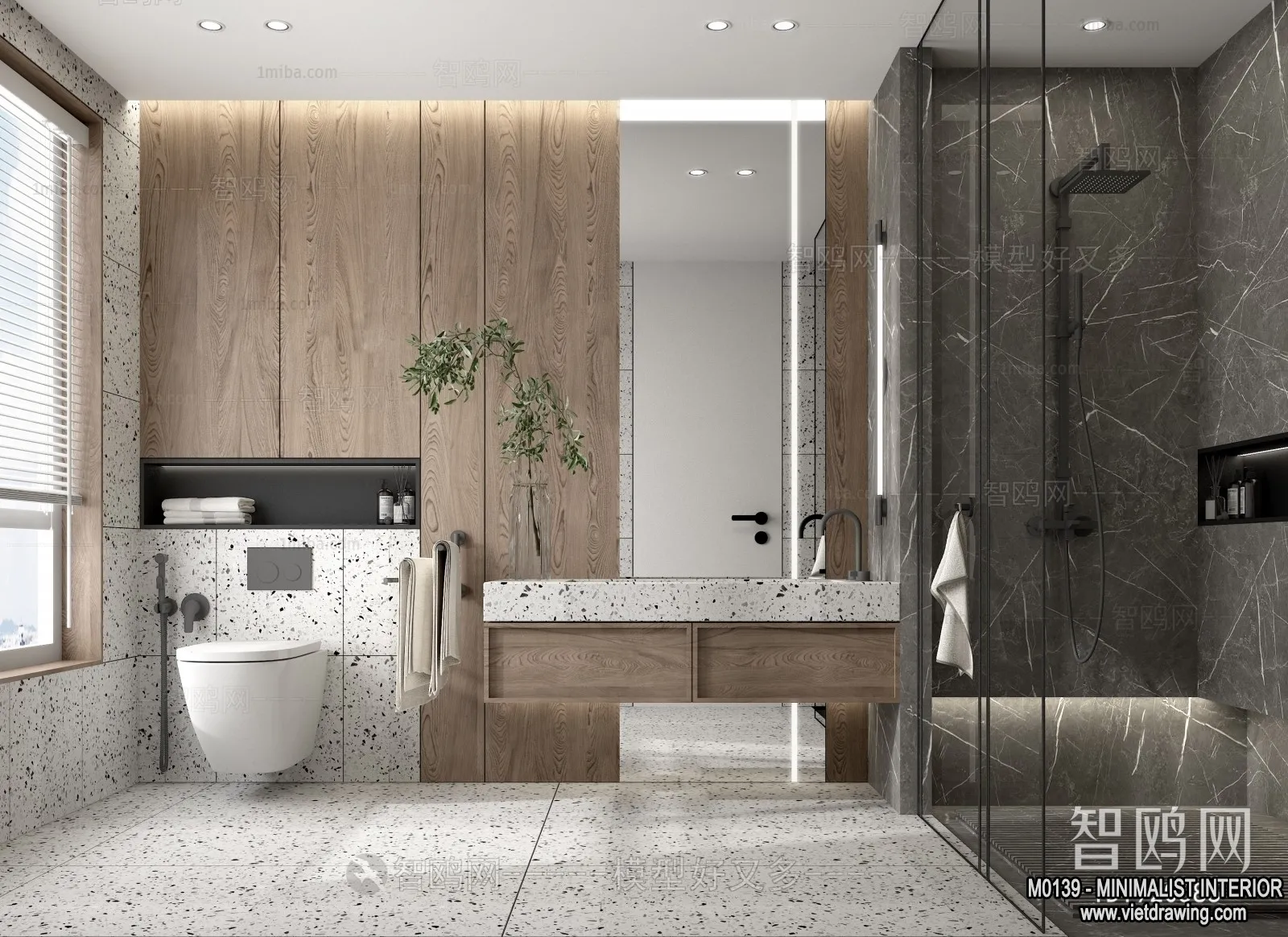 Bathroom – Minimalist Style – 3D Interior Scene – 016