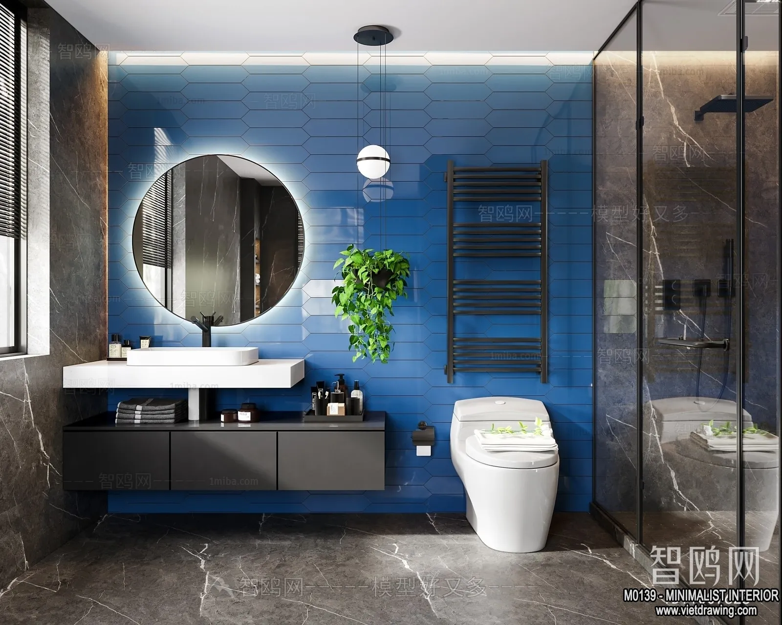 Bathroom – Minimalist Style – 3D Interior Scene – 019