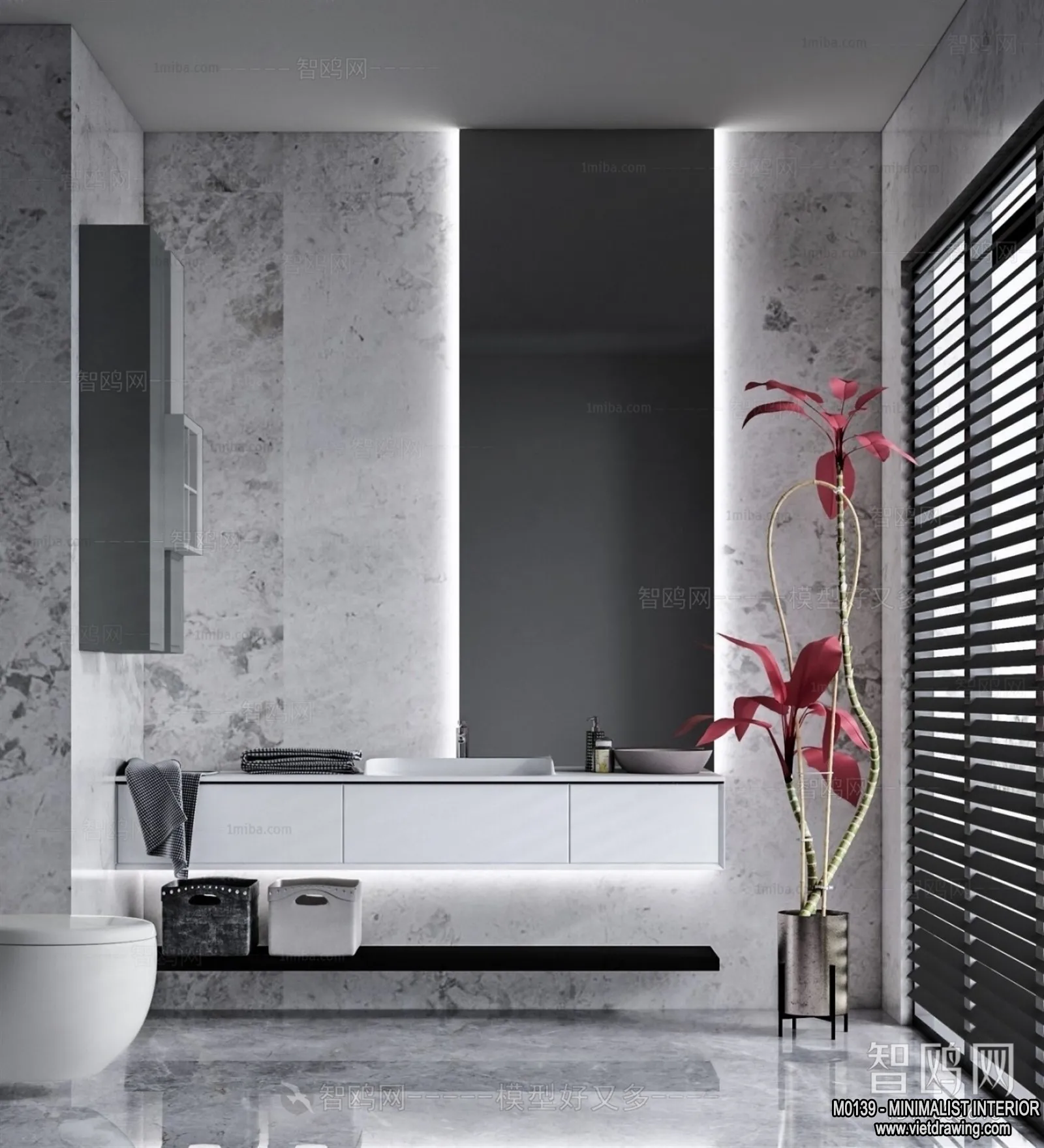 Bathroom – Minimalist Style – 3D Interior Scene – 021