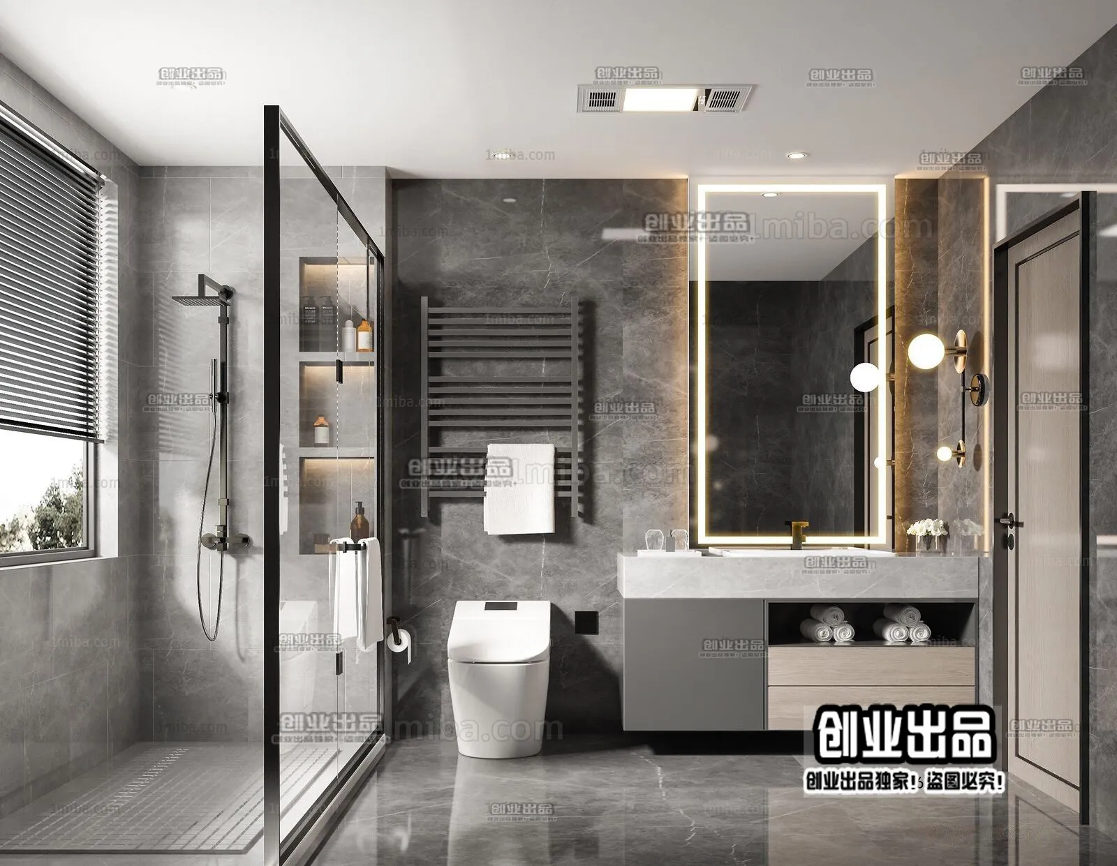 Bathroom – Modern Style Interior 3D Scenes – 001