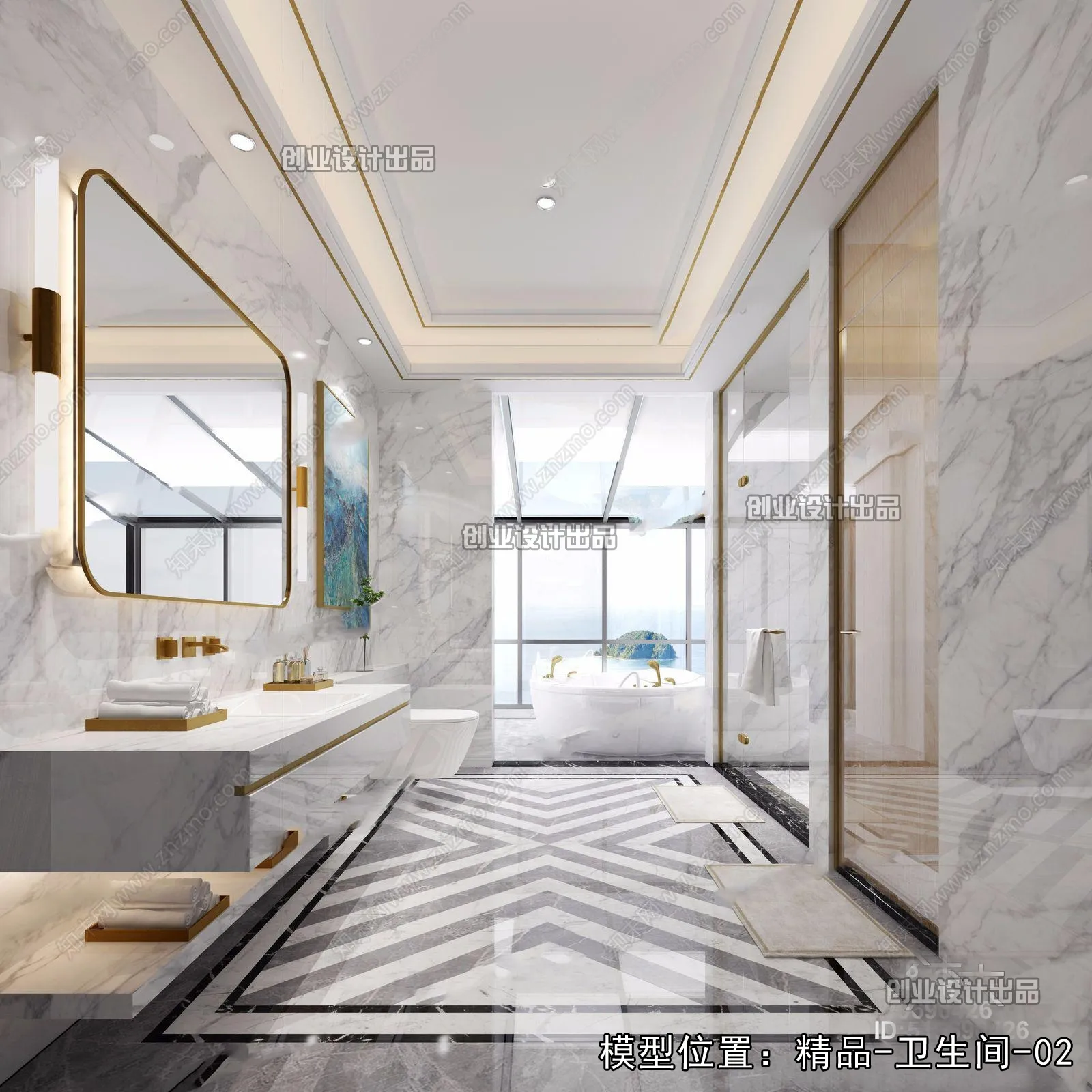 Bathroom – Modern Style Interior 3D Scenes – 009