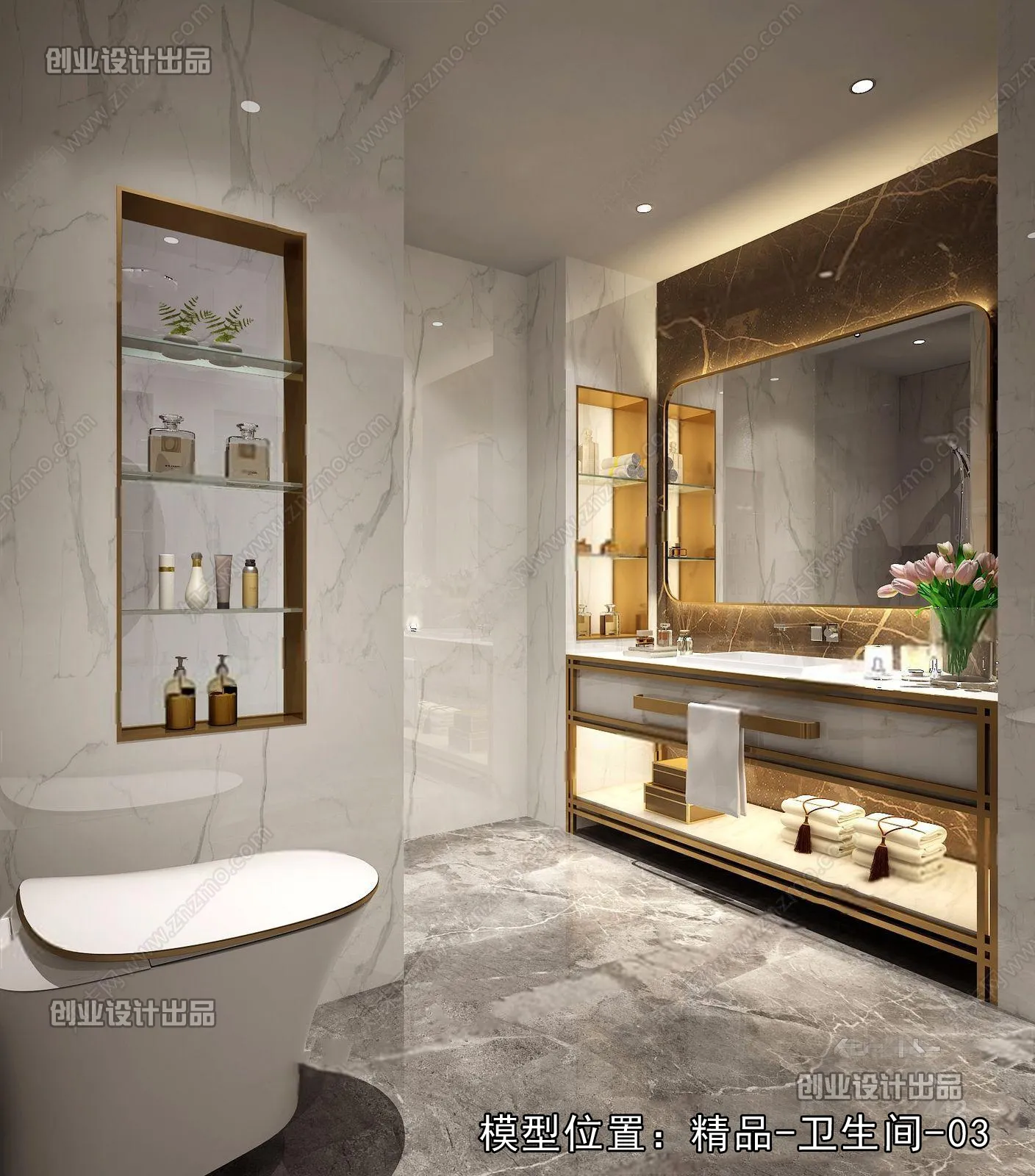 Bathroom – Modern Style Interior 3D Scenes – 010