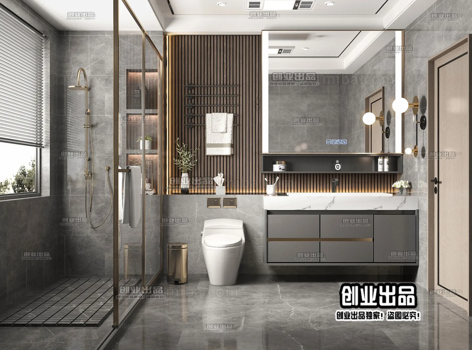 Bathroom – Modern Style Interior 3D Scenes – 014