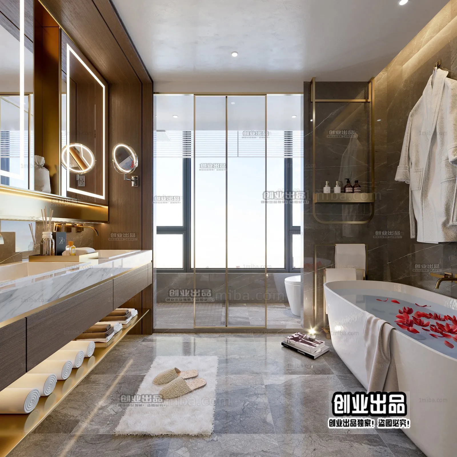 Bathroom – Modern Style Interior 3D Scenes – 015