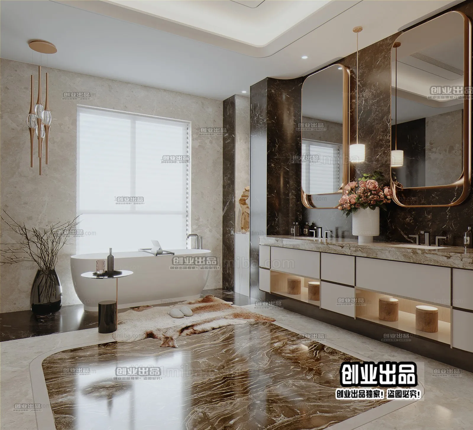 Bathroom – Modern Style Interior 3D Scenes – 017