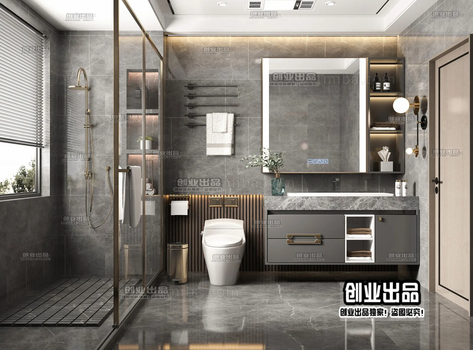 Bathroom – Modern Style Interior 3D Scenes – 018