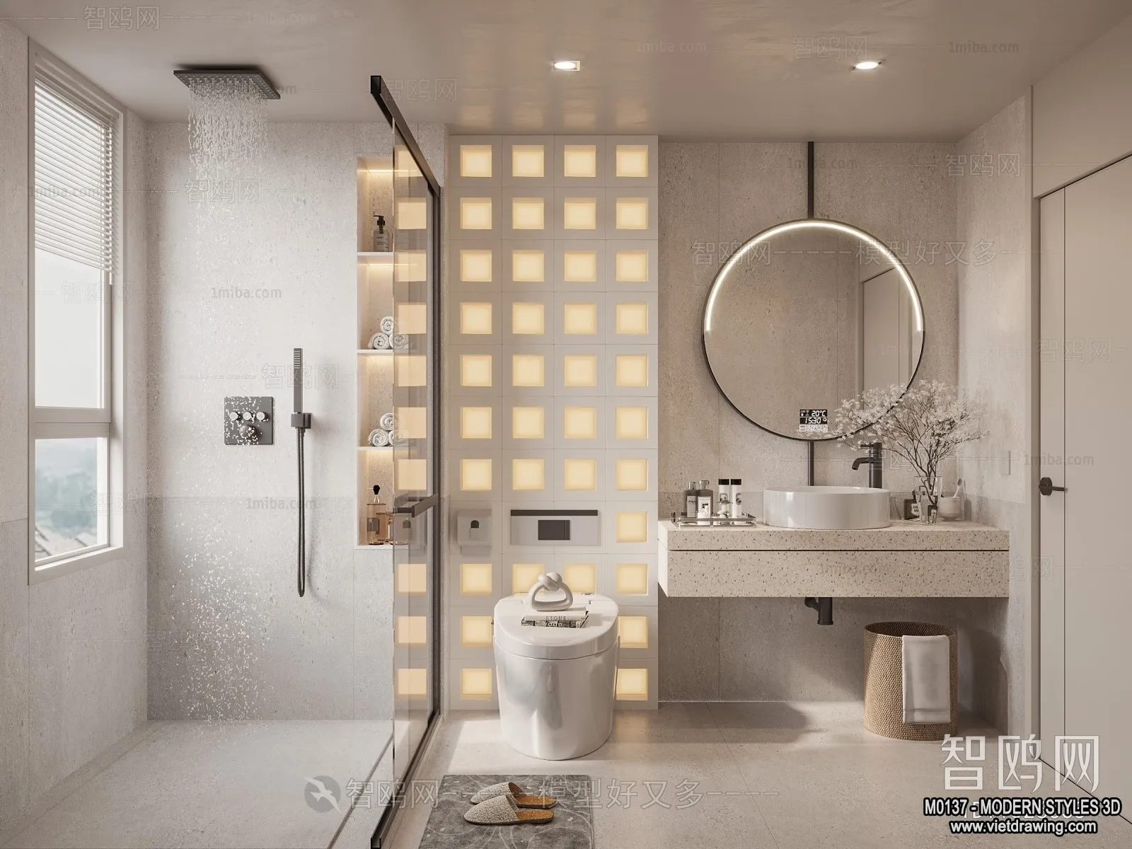 Bathroom – Modern Style Interior 3D Scenes – 3D Model – 001