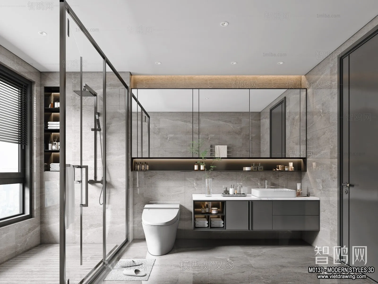 Bathroom – Modern Style Interior 3D Scenes – 3D Model – 002