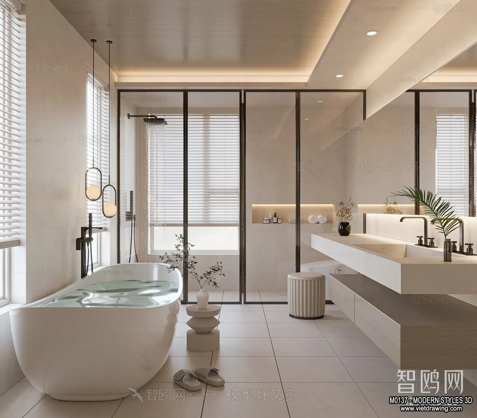 Bathroom – Modern Style Interior 3D Scenes – 3D Model – 004