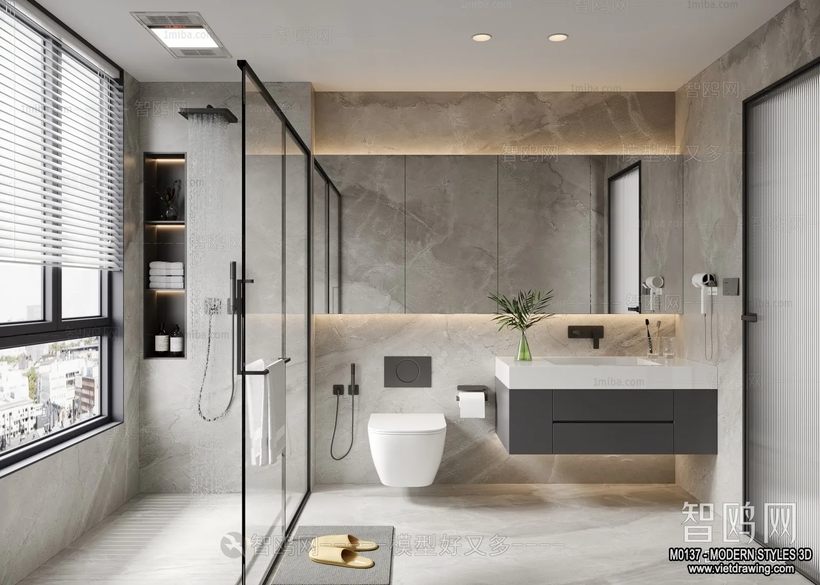 Bathroom – Modern Style Interior 3D Scenes – 3D Model – 006