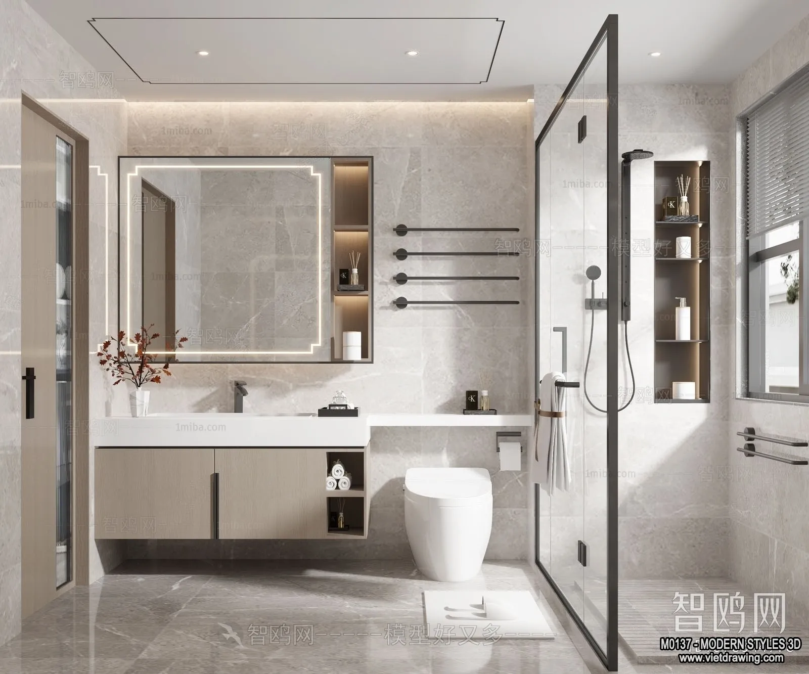 Bathroom – Modern Style Interior 3D Scenes – 3D Model – 007