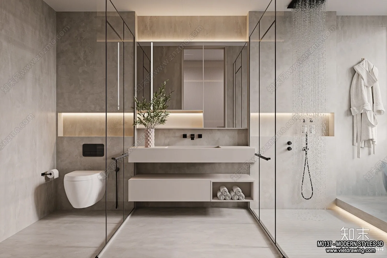 Bathroom – Modern Style Interior 3D Scenes – 3D Model – 008