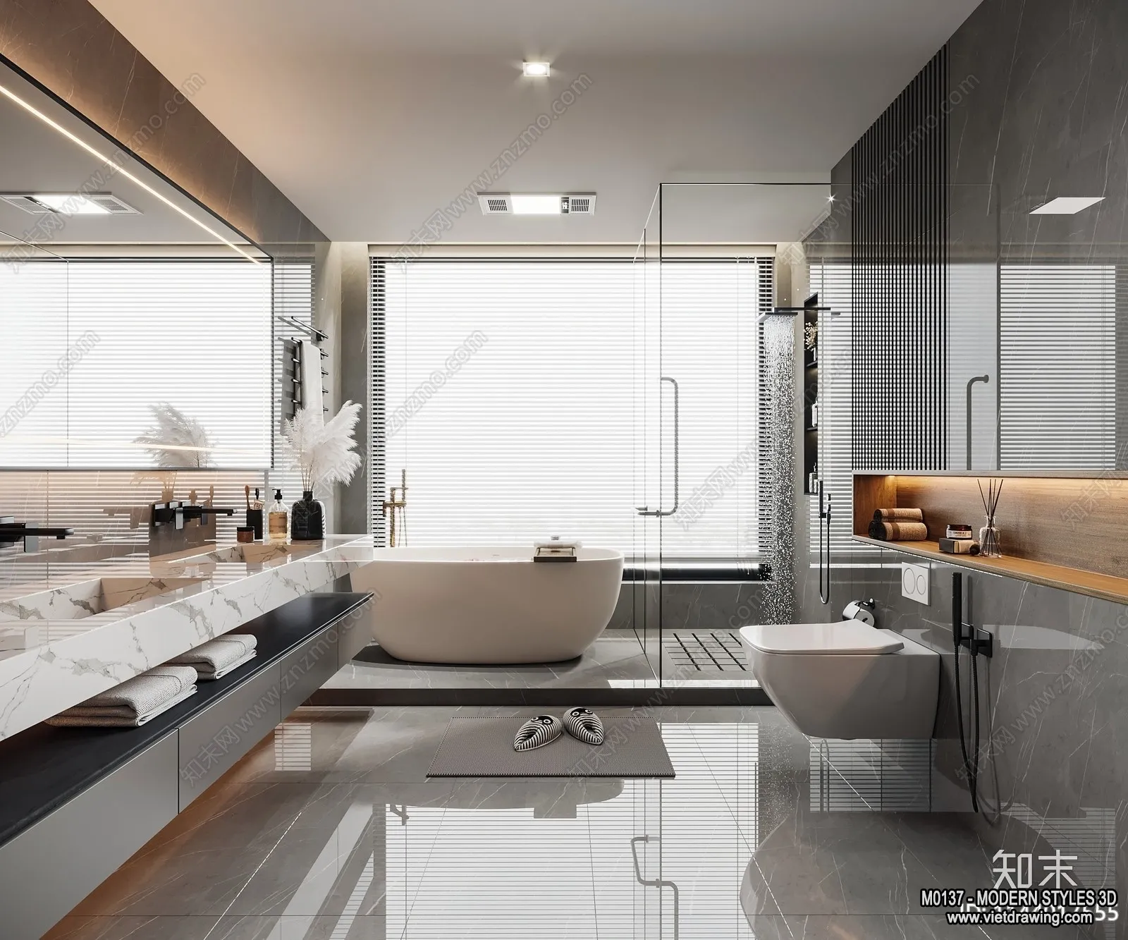 Bathroom – Modern Style Interior 3D Scenes – 3D Model – 011