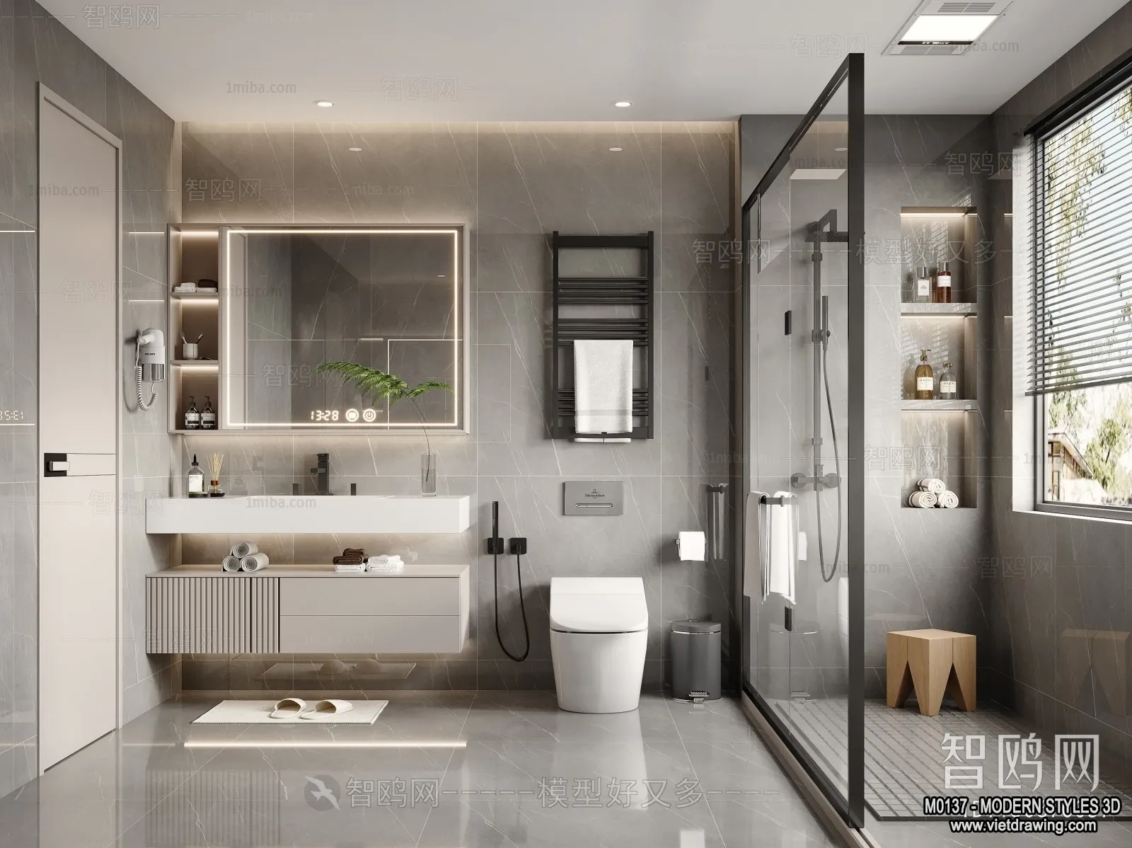 Bathroom – Modern Style Interior 3D Scenes – 3D Model – 017